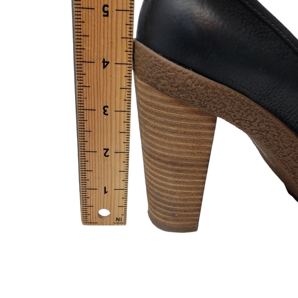 ECCO Nomane Black Leather Moccasin Loafer Heeled Shoes Size 40 EU 9 / 9.5 US - Picture 7 of 15